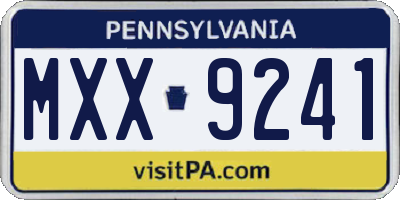 PA license plate MXX9241