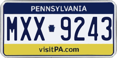 PA license plate MXX9243