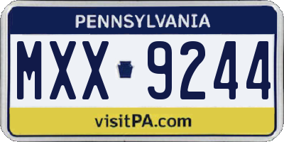 PA license plate MXX9244