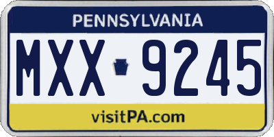 PA license plate MXX9245