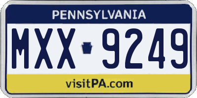 PA license plate MXX9249