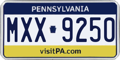 PA license plate MXX9250