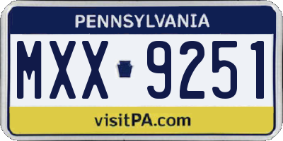 PA license plate MXX9251