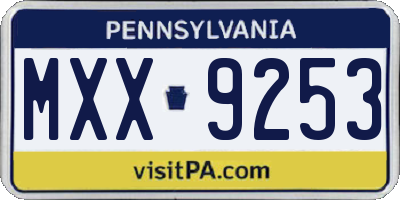 PA license plate MXX9253