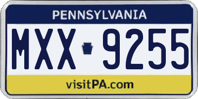 PA license plate MXX9255