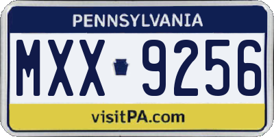 PA license plate MXX9256