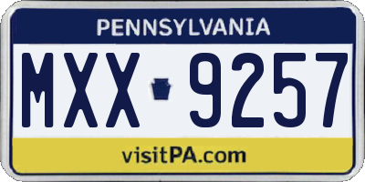 PA license plate MXX9257