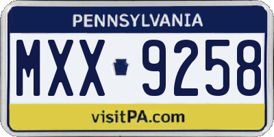 PA license plate MXX9258