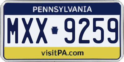 PA license plate MXX9259