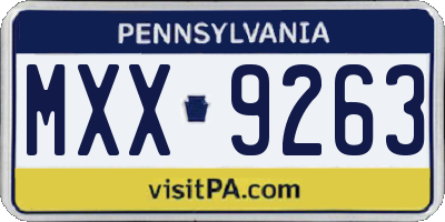 PA license plate MXX9263