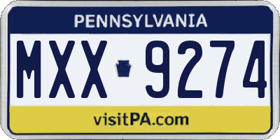 PA license plate MXX9274