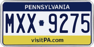 PA license plate MXX9275