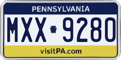 PA license plate MXX9280