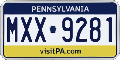 PA license plate MXX9281