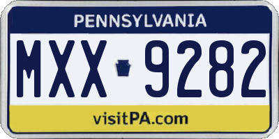 PA license plate MXX9282