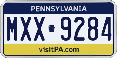 PA license plate MXX9284