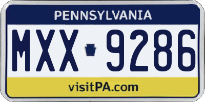 PA license plate MXX9286
