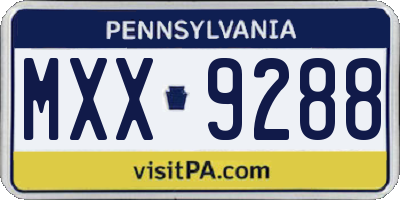 PA license plate MXX9288