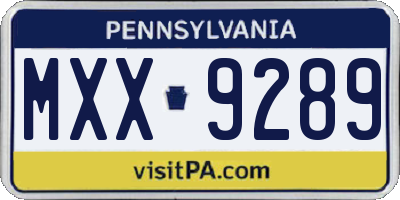 PA license plate MXX9289