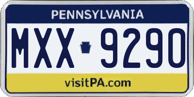 PA license plate MXX9290