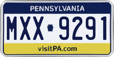 PA license plate MXX9291
