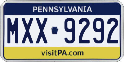 PA license plate MXX9292