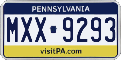 PA license plate MXX9293