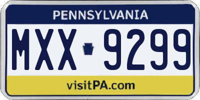 PA license plate MXX9299
