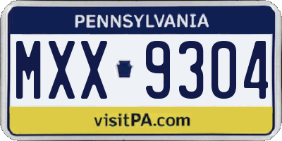 PA license plate MXX9304