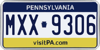 PA license plate MXX9306