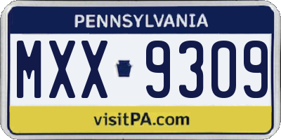 PA license plate MXX9309