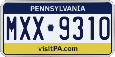 PA license plate MXX9310