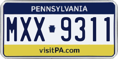 PA license plate MXX9311