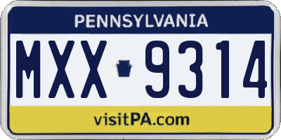 PA license plate MXX9314