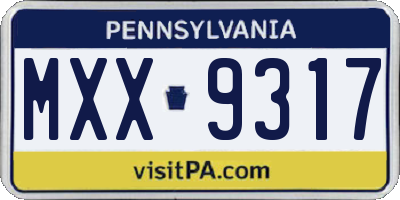 PA license plate MXX9317