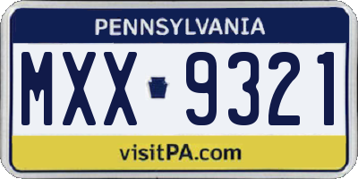 PA license plate MXX9321