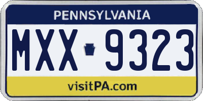 PA license plate MXX9323