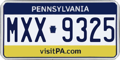 PA license plate MXX9325