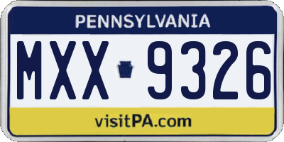 PA license plate MXX9326