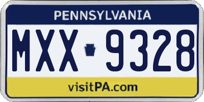 PA license plate MXX9328