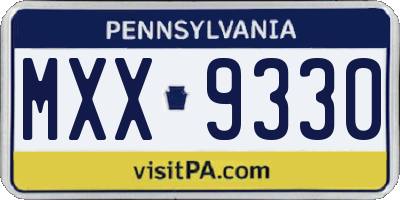 PA license plate MXX9330