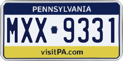 PA license plate MXX9331