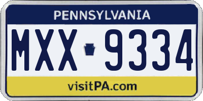 PA license plate MXX9334
