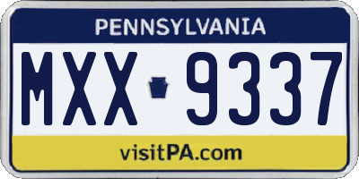 PA license plate MXX9337