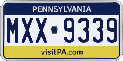PA license plate MXX9339