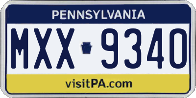 PA license plate MXX9340