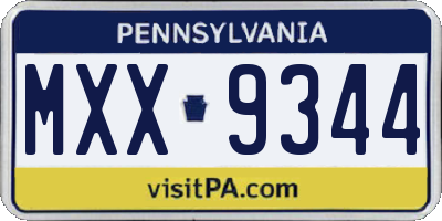 PA license plate MXX9344