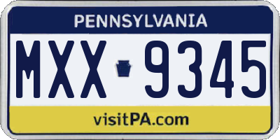 PA license plate MXX9345