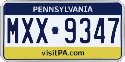 PA license plate MXX9347