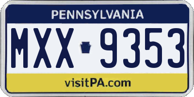 PA license plate MXX9353